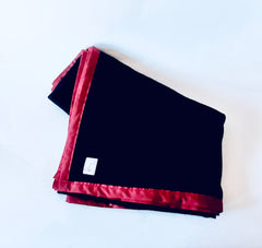 Alpaca Blanket, 100% Royal Alpaca, woven, black with bordeaux red edges